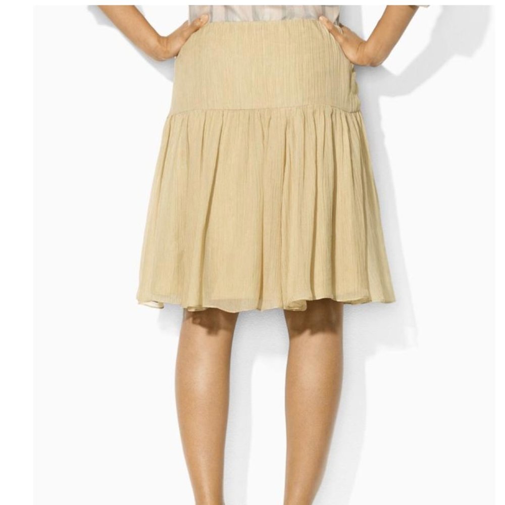 Ralph Lauren Beige 100% silk skirt, Size 4, NEW